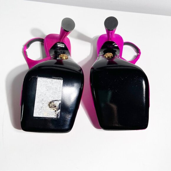 NWT Versace Crystal Medusa Square Toe Slingback High Heel Sandals size 36.5 - Picture 4 of 10